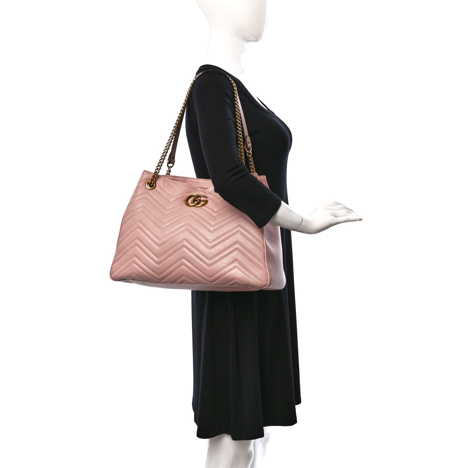 Gucci Calfskin Matelasse Medium GG Marmont Shoulder Tote Bag Perfect Pink 2 of 9