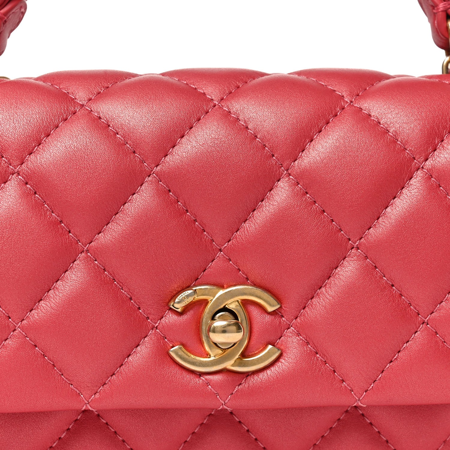 Chanel Calfskin Quilted Top Handle Flap Dark Pink 7 of 9