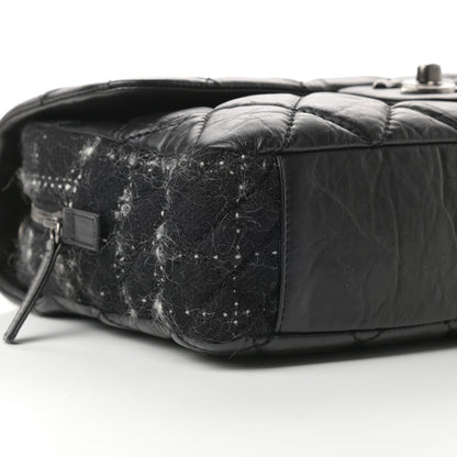 Chanel Aged Calfskin Tweed Jumbo New Portobello Flap Black 9 of 14