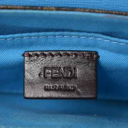Fendi Zucca Spalmati Vitello Elite Flap Crossbody Bag Tobacco Turchese 8 of 10