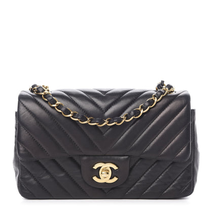 Chanel Lambskin Chevron Quilted Mini Rectangular Flap Black 1 of 13