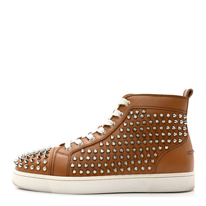 Christian Louboutin Calfskin Mens Lou Spikes Flat Sneakers 40 Brown 1 of 13
