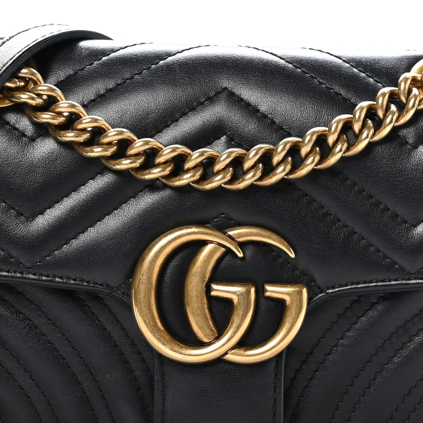 Calfskin Matelasse Mini GG Marmont Shoulder Bag Black