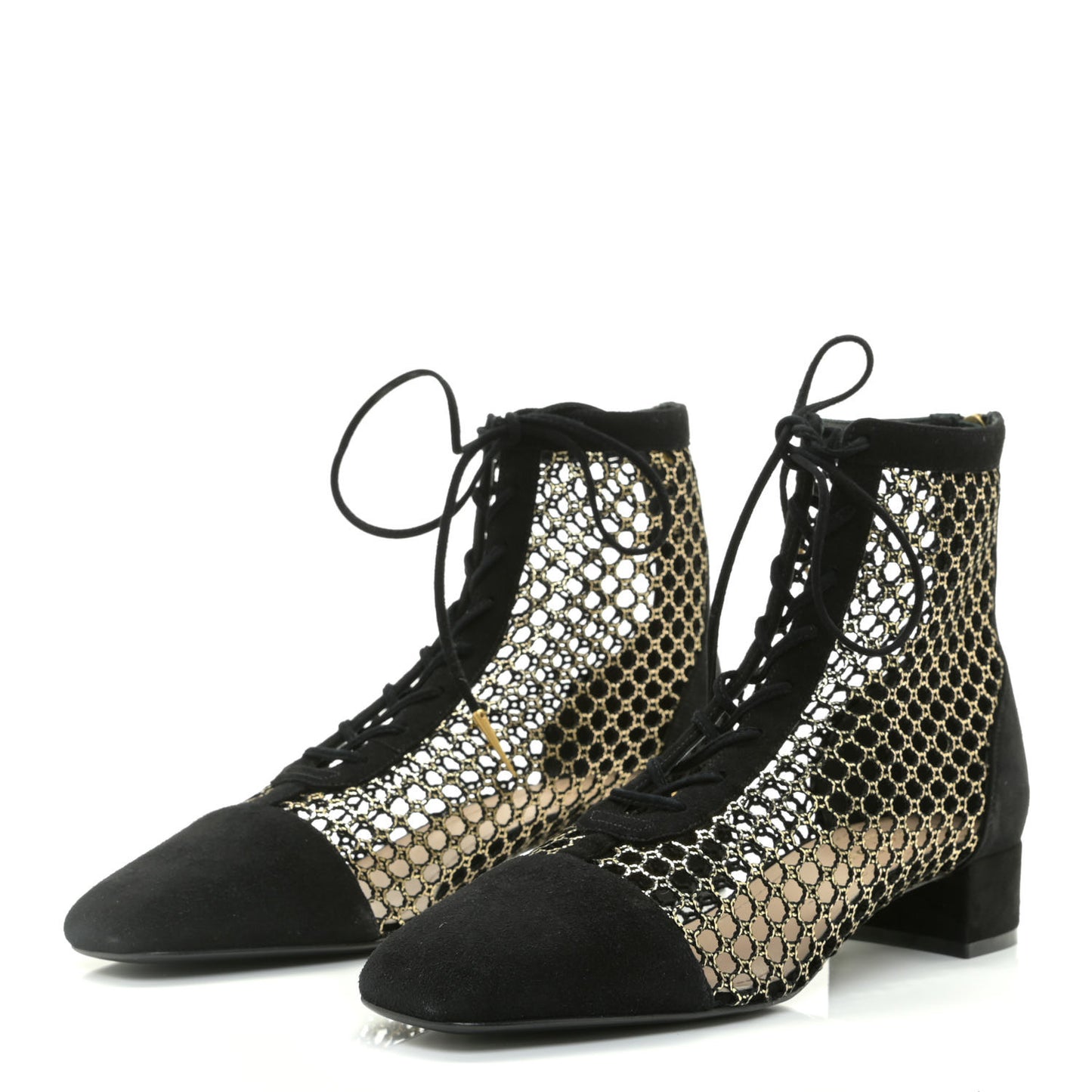 Suede Laminated Resille Naughtily-D 30mm Ankle Boots 39 Black Gold