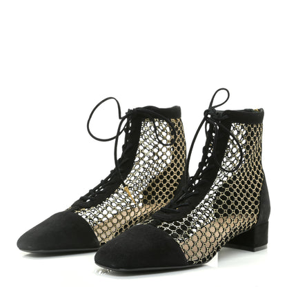Christian Dior Suede Laminated Resille Naughtily-D 30mm Ankle Boots 39 Black Gold 2 of 11