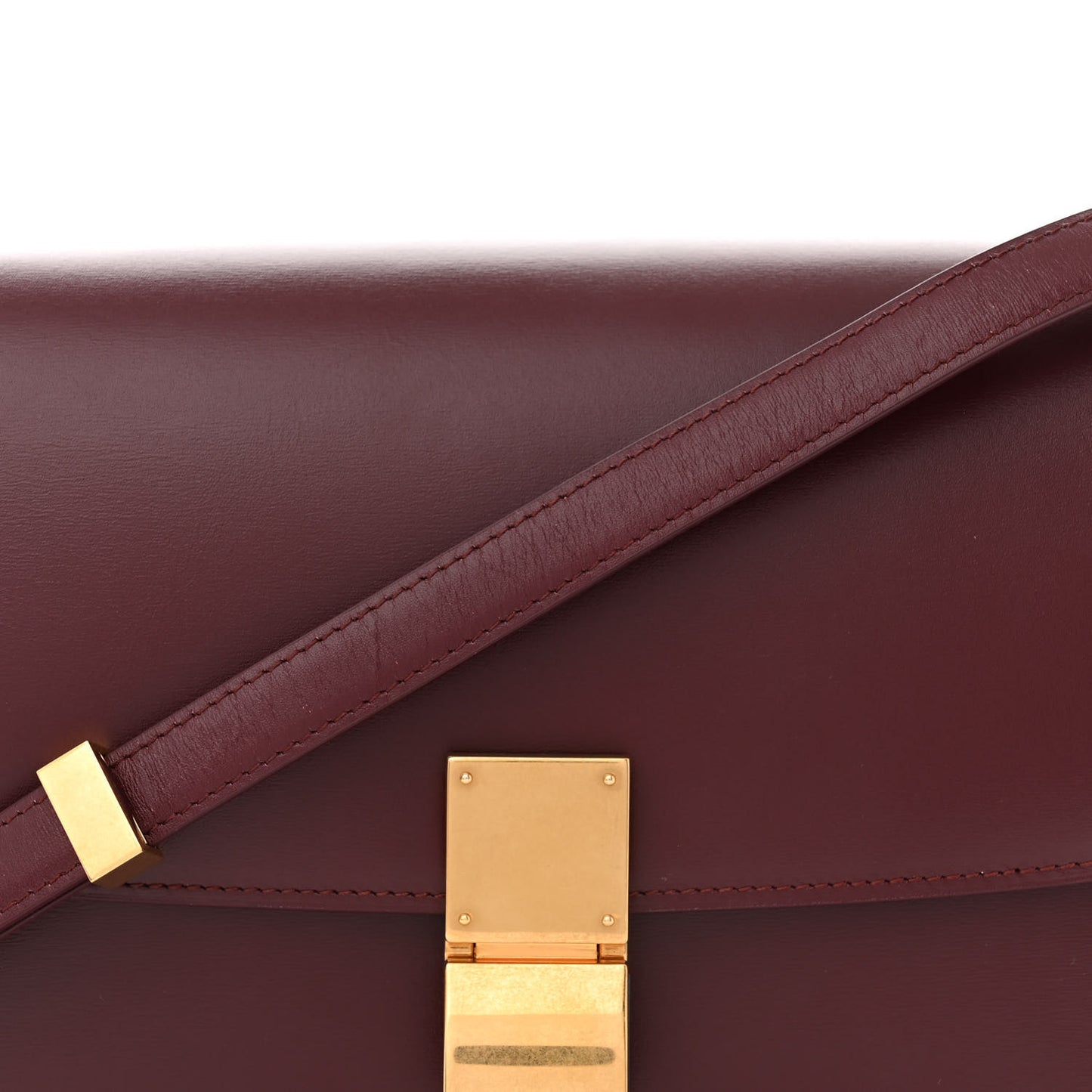 Box Calfskin Medium Classic Box Flap Bag Burgundy
