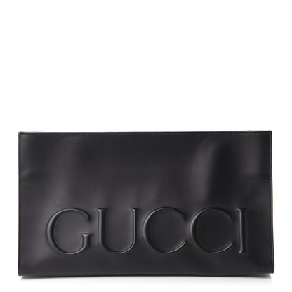 Gucci Calfskin Embossed XL Clutch Black 1 of 8
