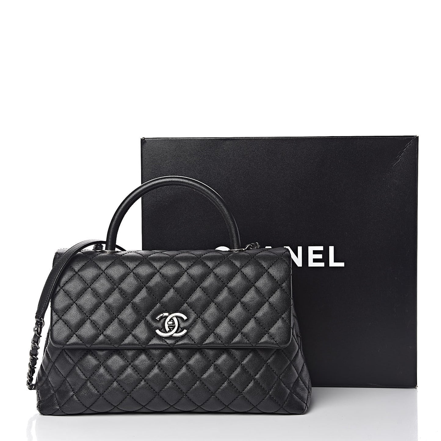 Caviar Quilted Medium Coco Handle Flap Black