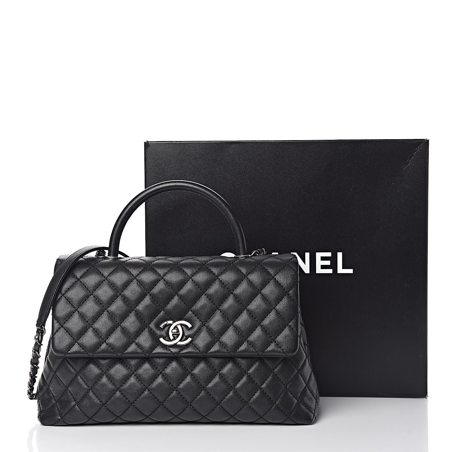 Chanel Caviar Quilted Medium Coco Handle Flap Black 12 of 12