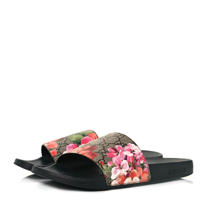 Gucci GG Supreme Monogram Blooms Slide Sandals 41 Beige Multicolor 3 of 8