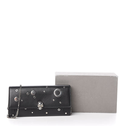 Alexander McQueen Calfskin Grommet Skull Wallet On Chain Black 12 of 12