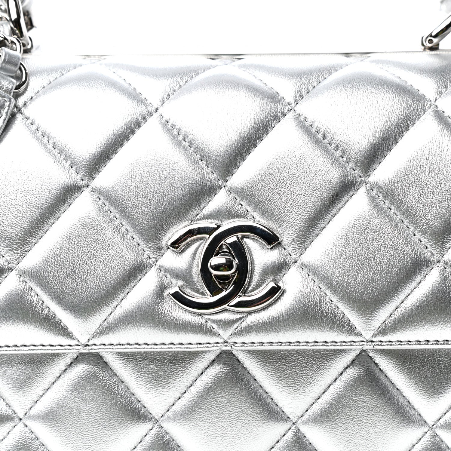 Chanel Metallic Lambskin Quilted Small Trendy CC Flap Dual Handle Bag Silver 10 of 10