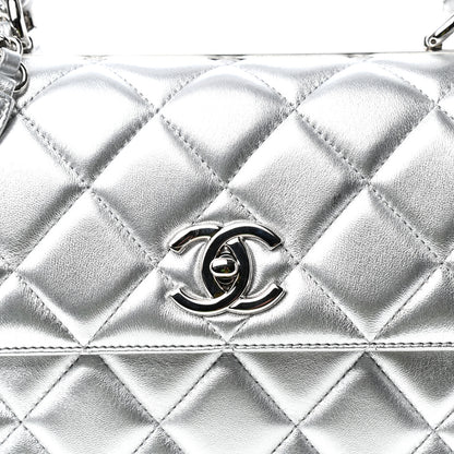 Chanel Metallic Lambskin Quilted Small Trendy CC Flap Dual Handle Bag Silver 10 of 10