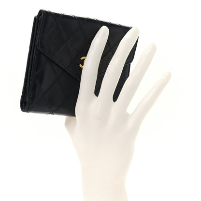 Chanel Calfskin Diamond Stitched Compact Wallet Black 2 of 12