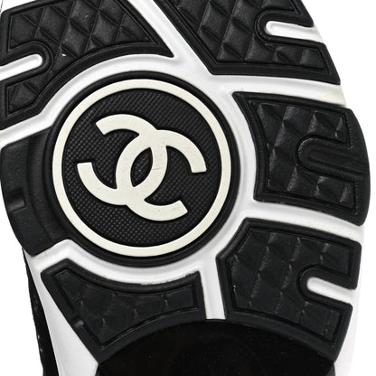 Chanel Suede Calfskin Printed CC Sneakers 41 White Black 6 of 9