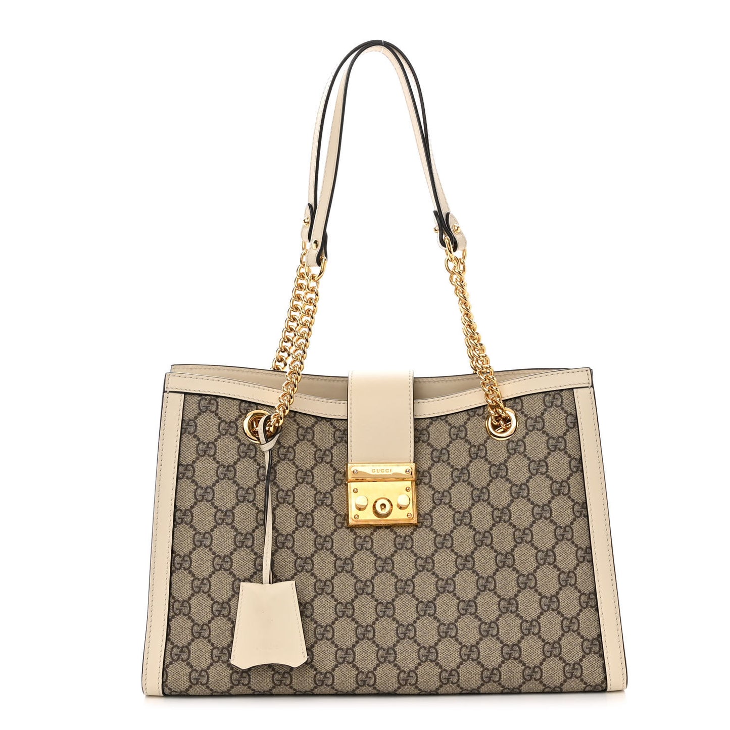 GG Supreme Monogram Medium Padlock Tote White