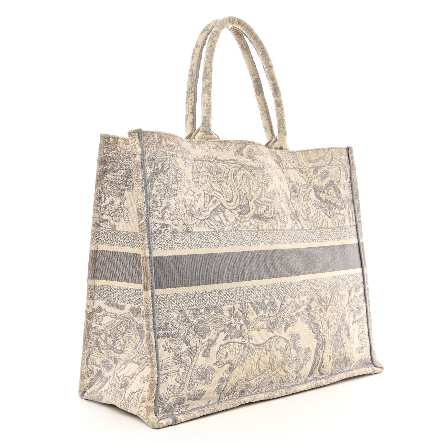 Christian Dior Canvas Embroidered Large Dioriviera Toile De Jouy Book Tote Gray 3 of 22