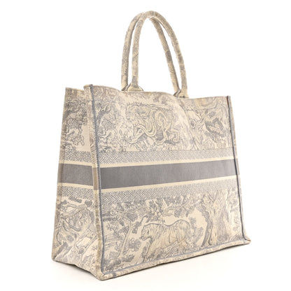 Christian Dior Canvas Embroidered Large Dioriviera Toile De Jouy Book Tote Gray 3 of 22