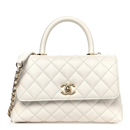 Chanel Caviar Quilted Mini Coco Handle Flap White 1 of 11