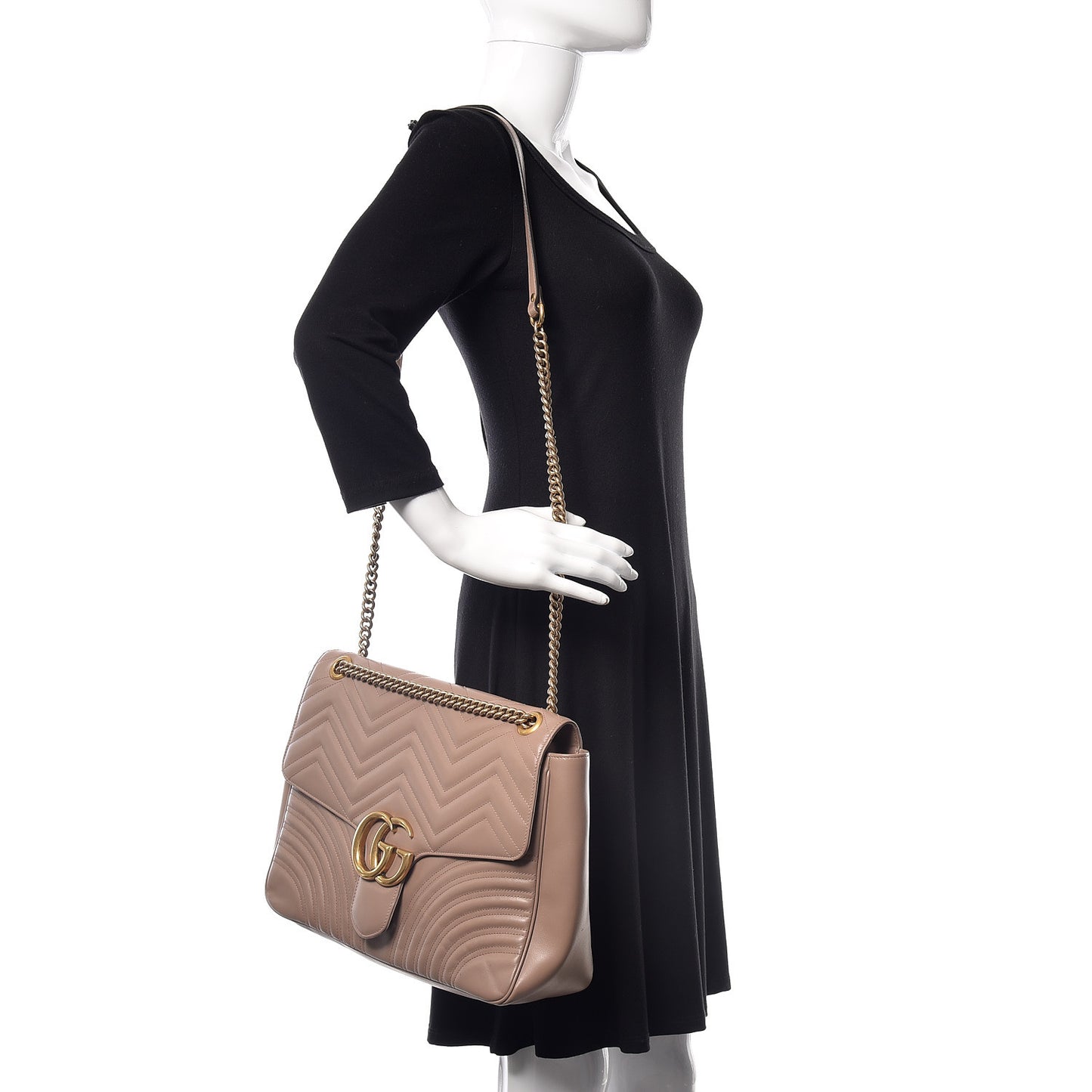 Calfskin Matelasse Large GG Marmont Shoulder Bag Porcelain Rose