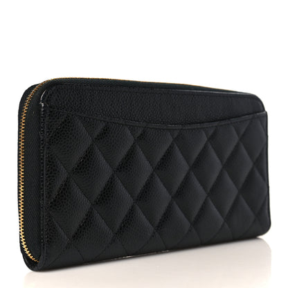 Chanel Caviar Quilted Large Gusset Zip Around Wallet Black 3 of 8