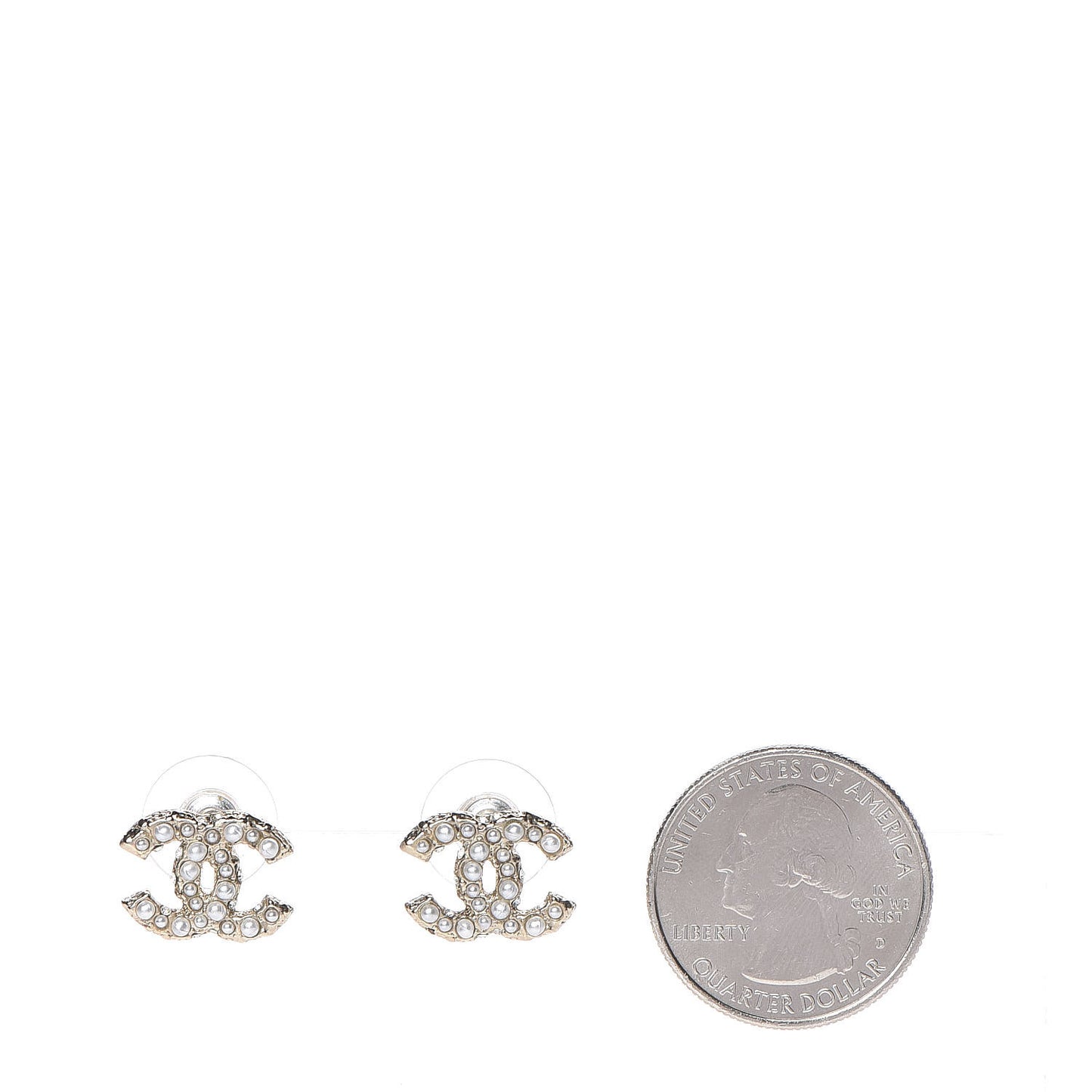 Pearl Crystal CC Earrings Light Gold