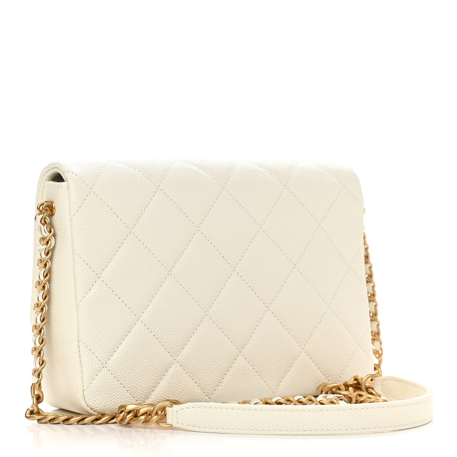 Chanel Shiny Caviar Quilted Small Chain Melody Flap White 3 of 11