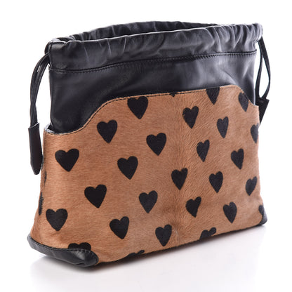 Burberry Calf Hair Heart Print Little Crush Dark Camel Black 3 of 9