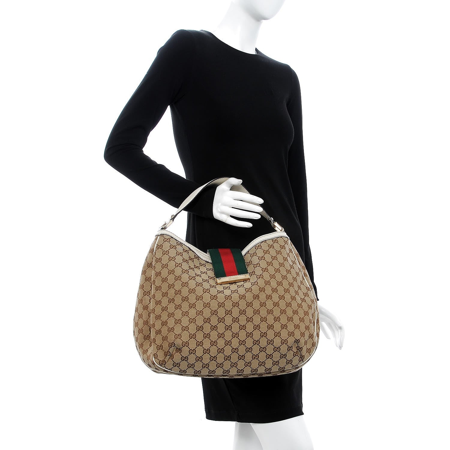 Gucci Monogram Large New Ladies Web Hobo Off White 2 of 7