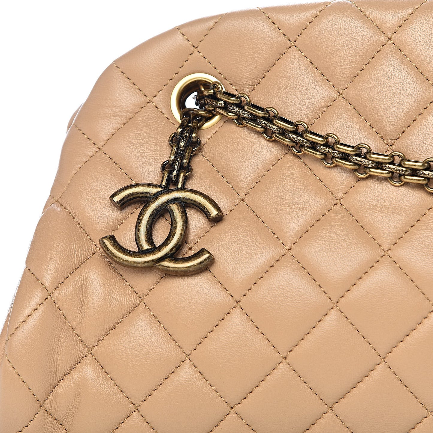 Lambskin Quilted Medium Just Mademoiselle Beige