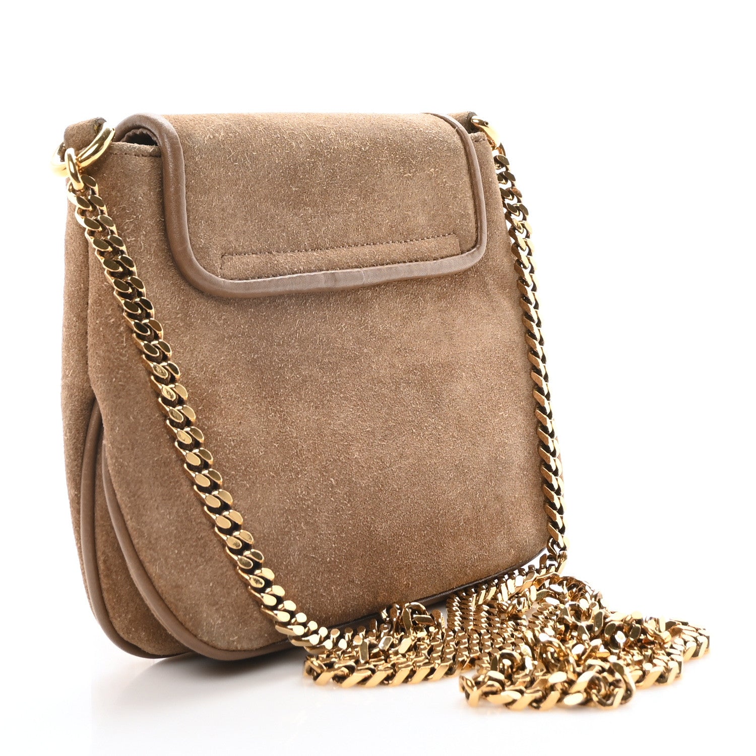 Gucci Suede Cudu Small 1973 Chain Shoulder Bag Marron Glace 3 of 10
