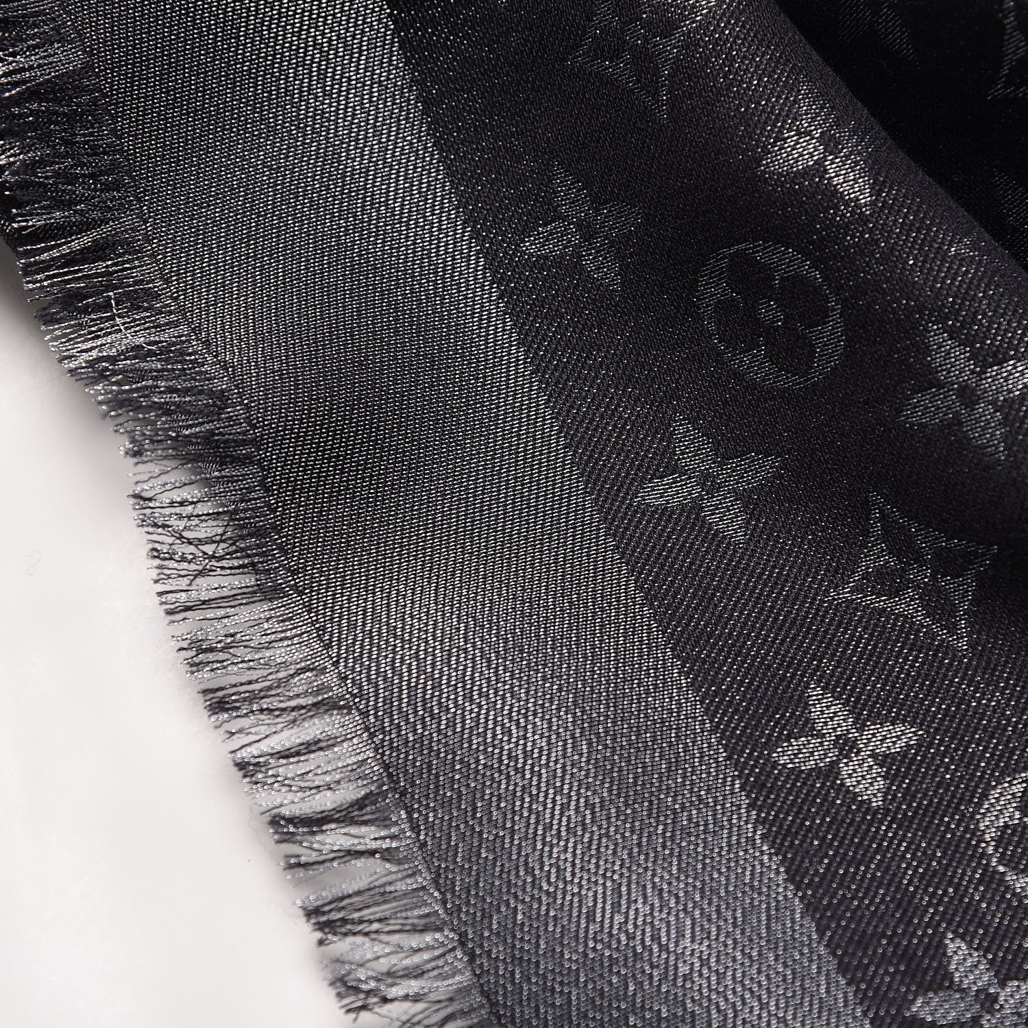 Louis Vuitton Silk Lurex Wool Monogram Shine Shawl Black 5 of 5