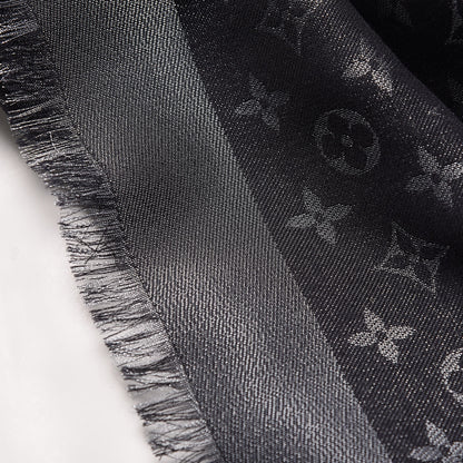 Louis Vuitton Silk Lurex Wool Monogram Shine Shawl Black 5 of 5