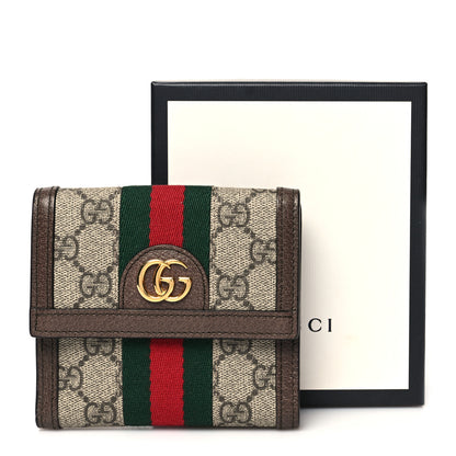 Gucci GG Supreme Monogram Web Ophidia French Flap Wallet Beige New Acero 12 of 12