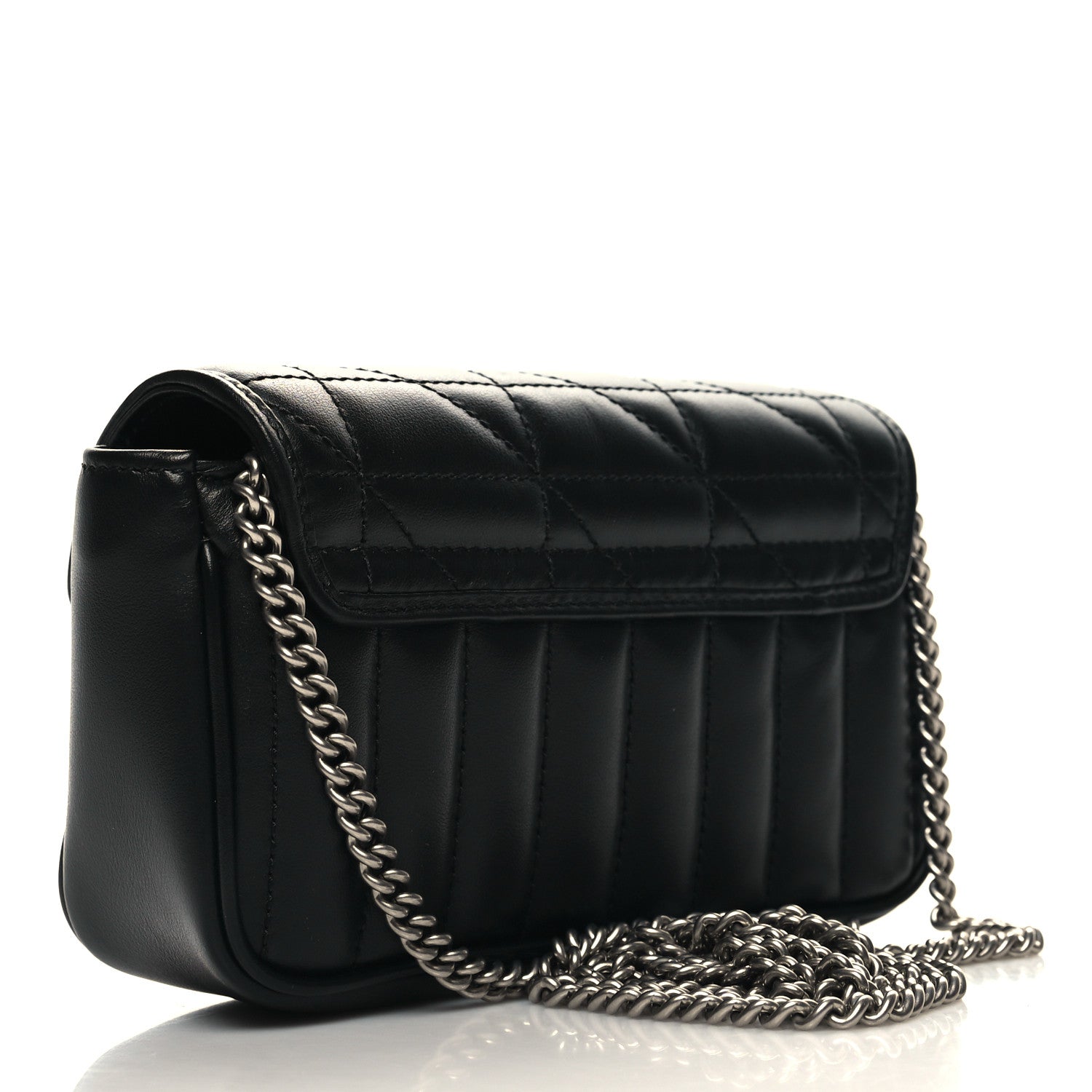 Gucci Calfskin Matelasse Aria Super Mini GG Marmont Shoulder Bag Black 3 of 10