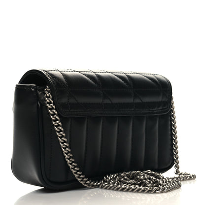 Gucci Calfskin Matelasse Aria Super Mini GG Marmont Shoulder Bag Black 3 of 10