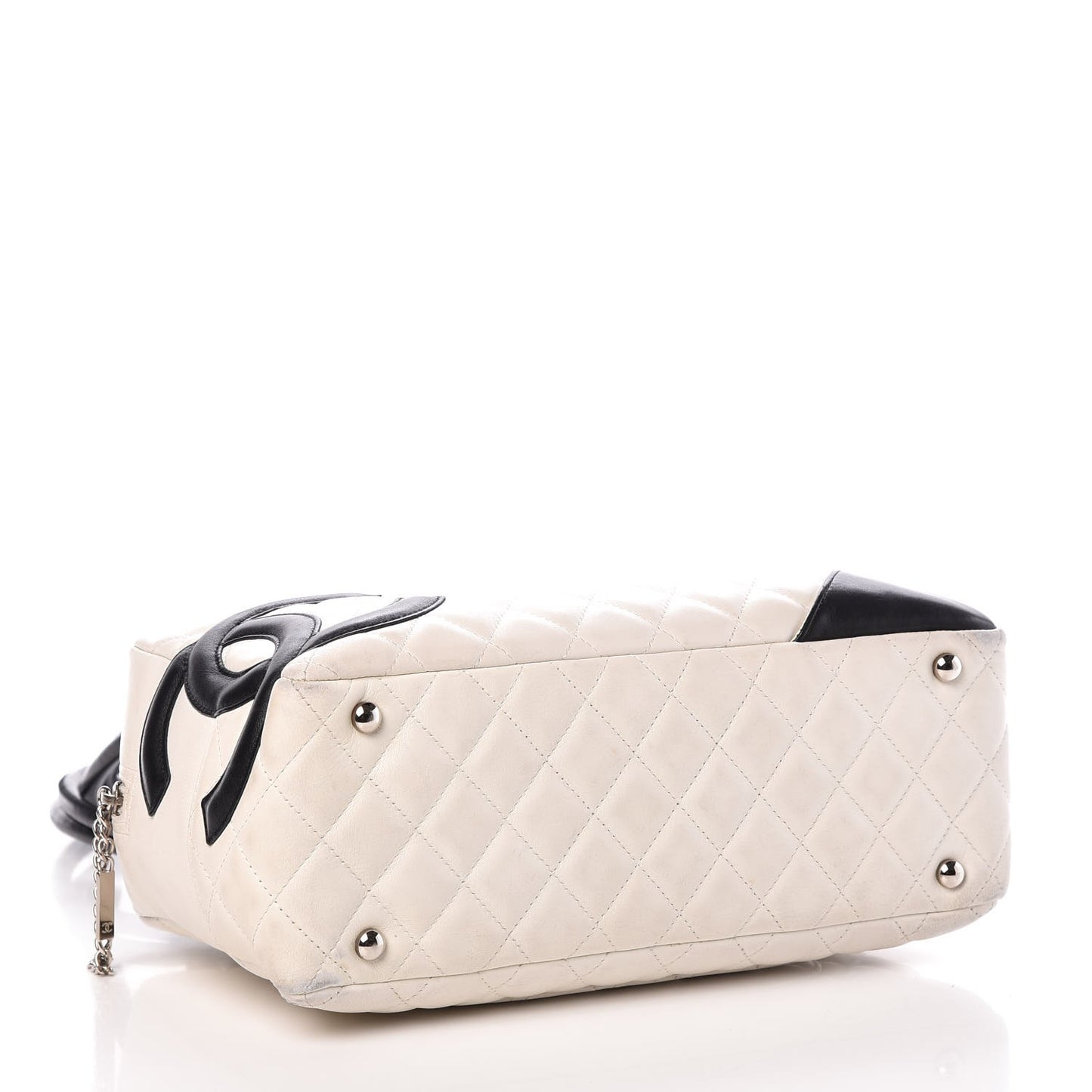 Calfskin Quilted Large Cambon Bowler Black White
