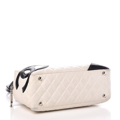 Chanel Calfskin Quilted Large Cambon Bowler Black White 3 of 12