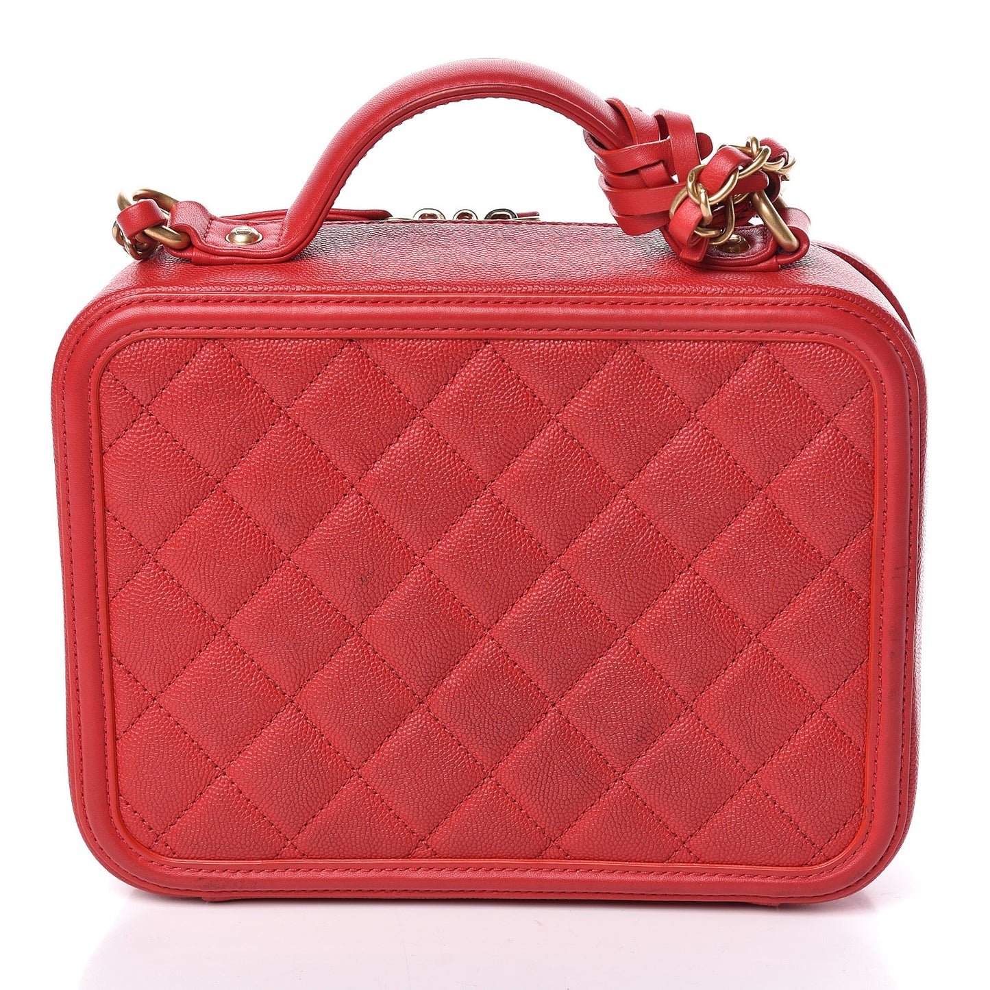 Caviar Quilted Medium CC Filigree Vanity Case Red