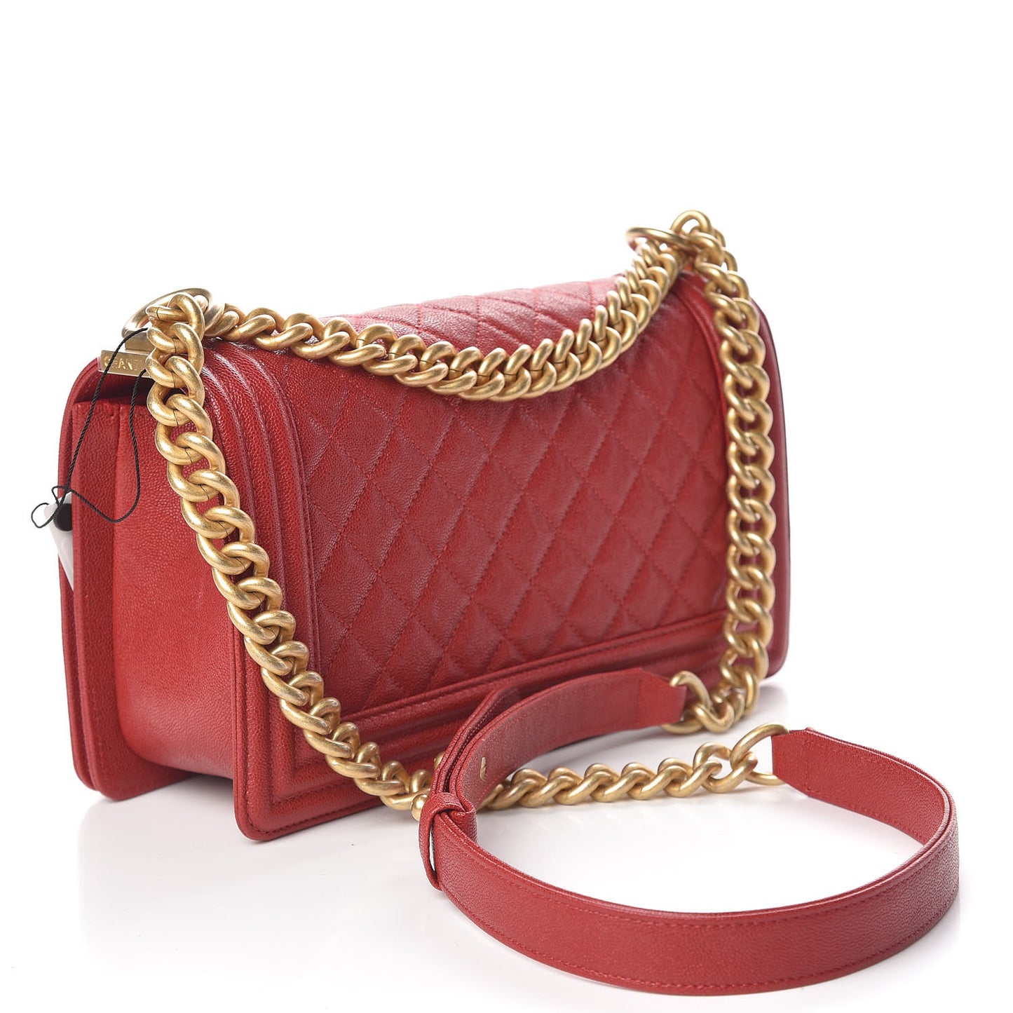Caviar Quilted Medium Boy Flap Red