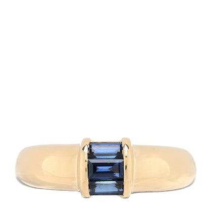 Tiffany 18K Yellow Gold Blue Sapphire Baguette Ring 54 6.75 1 of 4