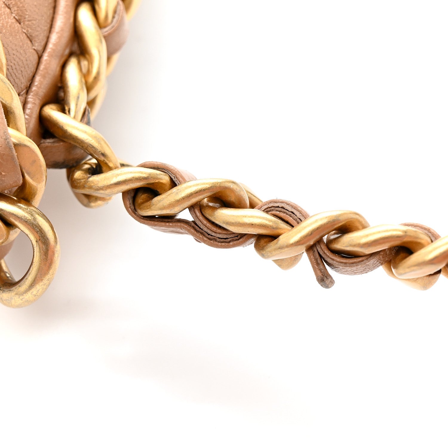 Chanel Shiny Crumpled Lambskin Quilted Large Trendy Chain Around Hobo Dark Beige 15 of 17