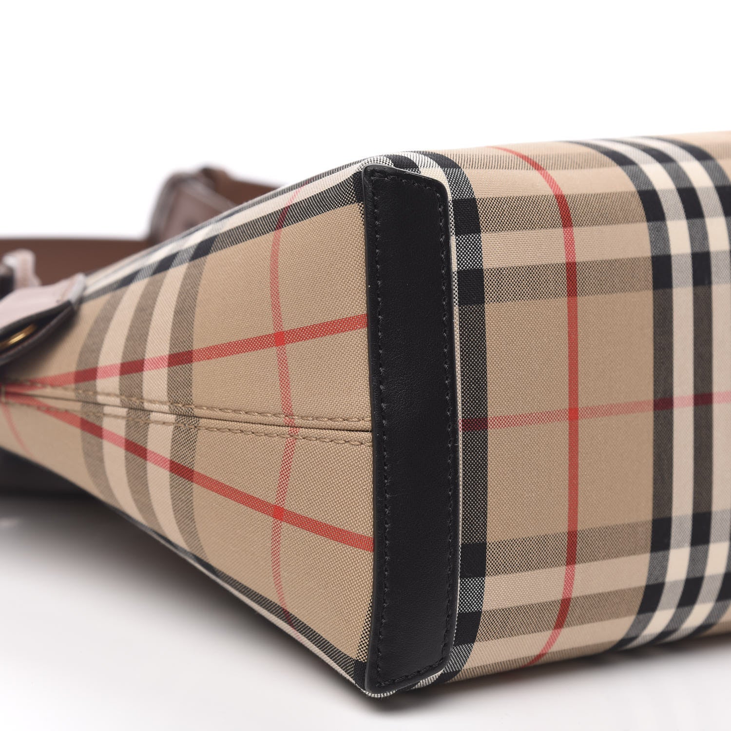Burberry Calfskin Vintage Check Small Society Top Handle Bag Archive Beige Black 9 of 10