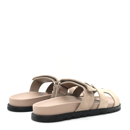 Hermes Suede Goatskin Womens Chypre Sandals 37 Beige Sable 5 of 10