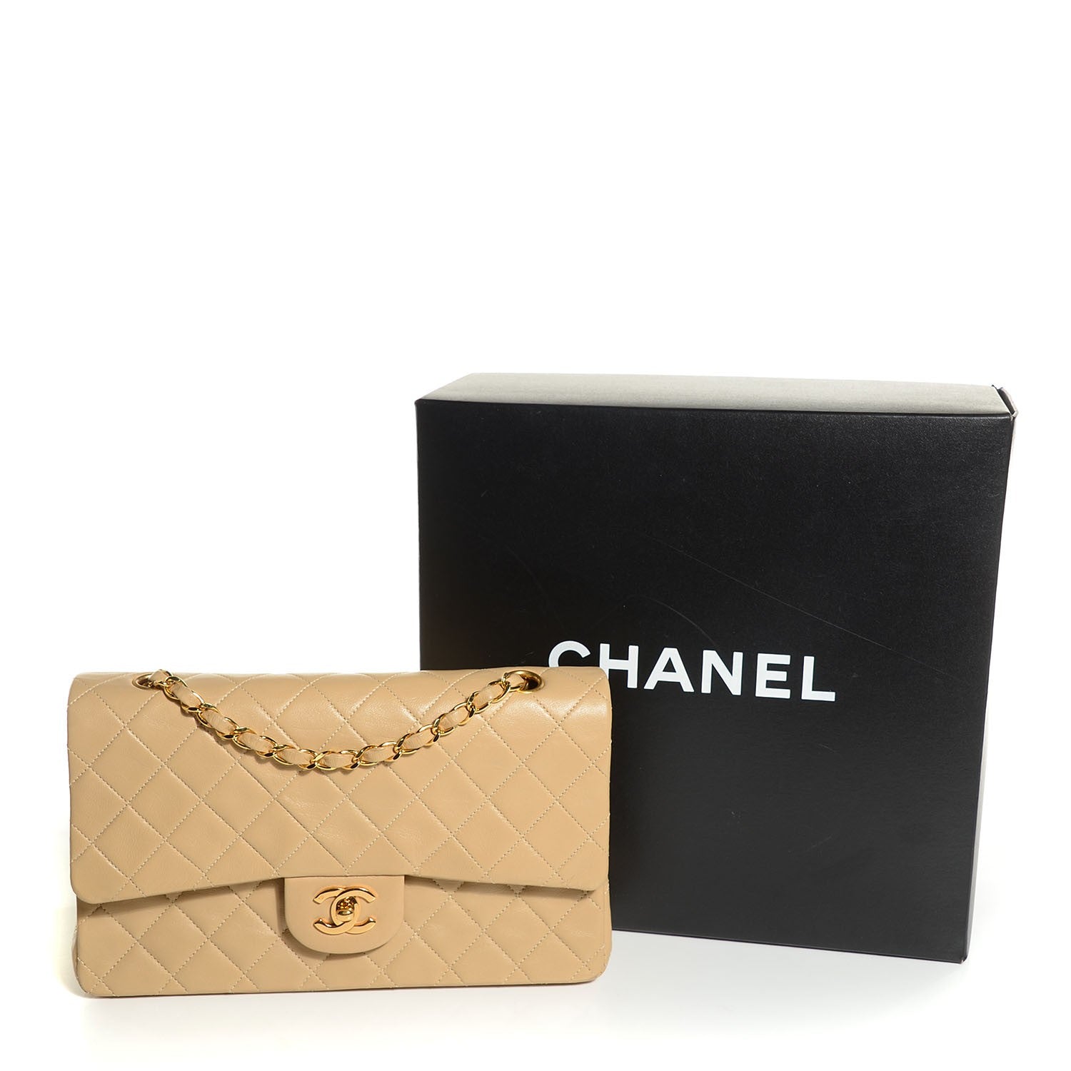 Chanel Lambskin Quilted Medium Double Flap Light Beige 9 of 9