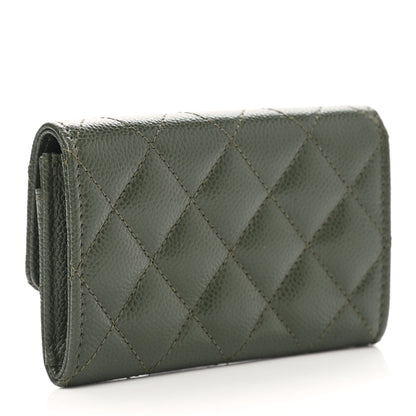 Chanel Caviar Quilted Chain CC Flap Card Holder Khaki 3 of 9