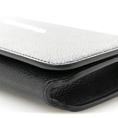 Balenciaga Grained Calfskin Logo Cash Phone Holder Wallet On Chain Black White 9 of 9