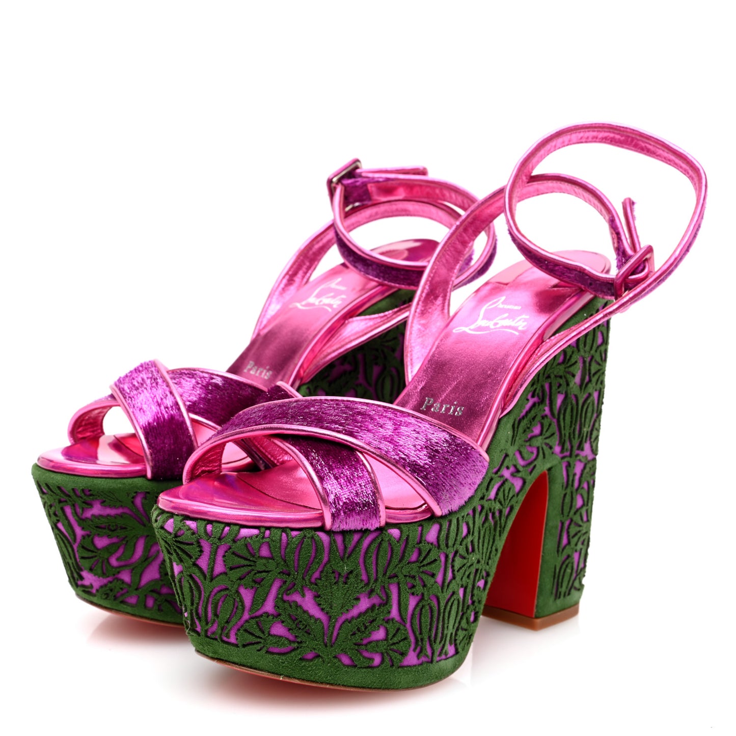 Suede Loubi Mystery Superyaz 160 Platform Sandals 38 Purple