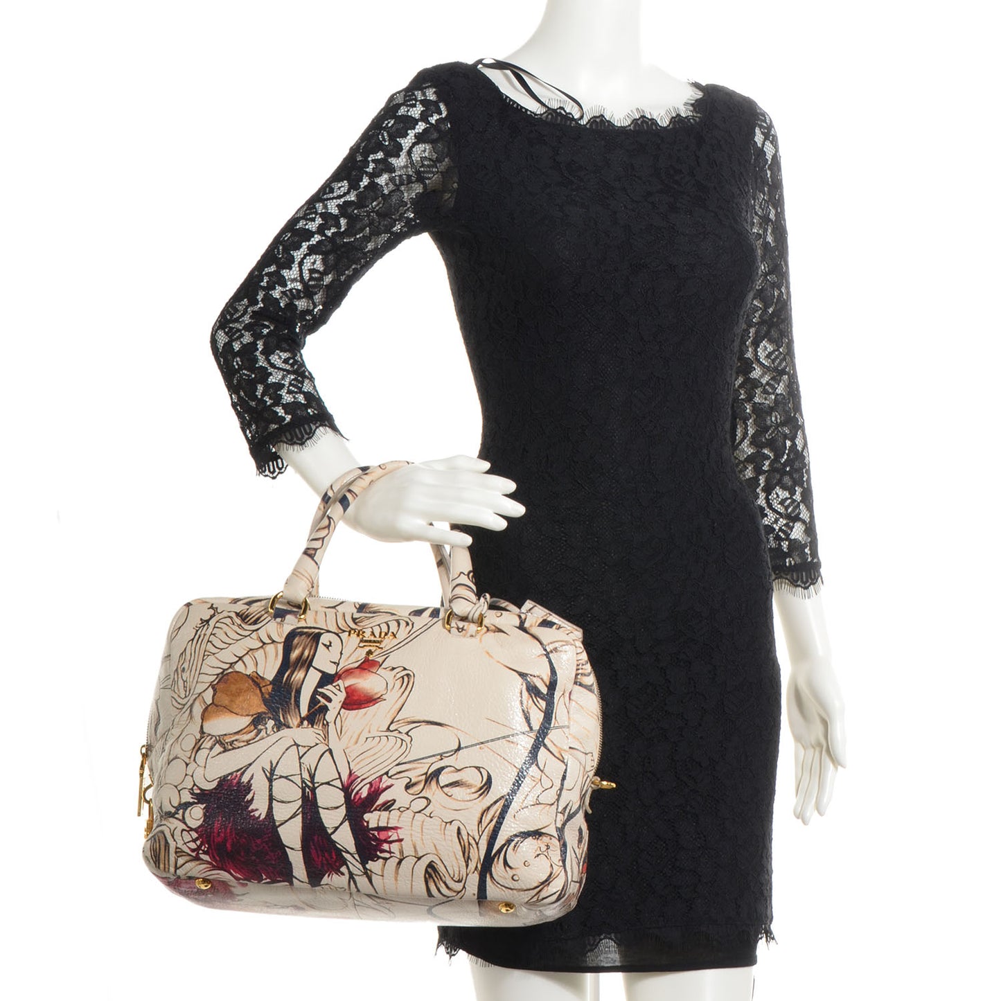 X JAMES JEAN Cervo Lux Fairy Print Large Double Handle Boston Bag Prugna