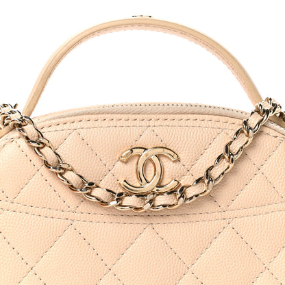 Chanel Caviar Quilted Top Handle Vanity Case Light Beige 8 of 11